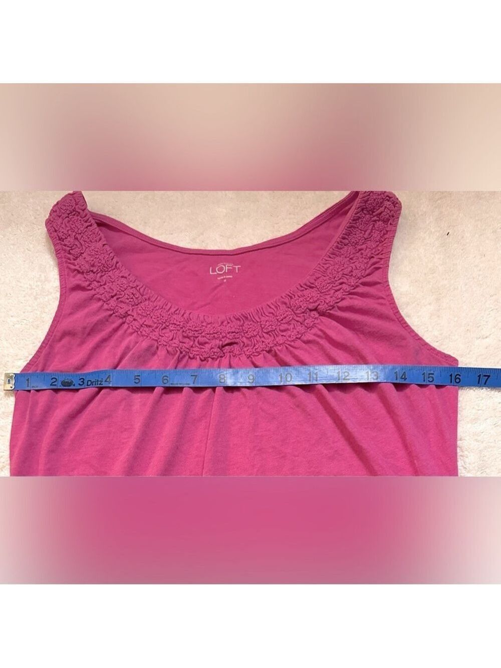 Ann Taylor Loft Ruffled Scoop Neck Pink Tank Top - Picture 4 of 7